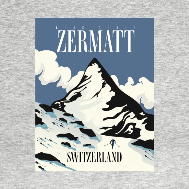 Zermatt Switzerland Ski print by nickemporium1